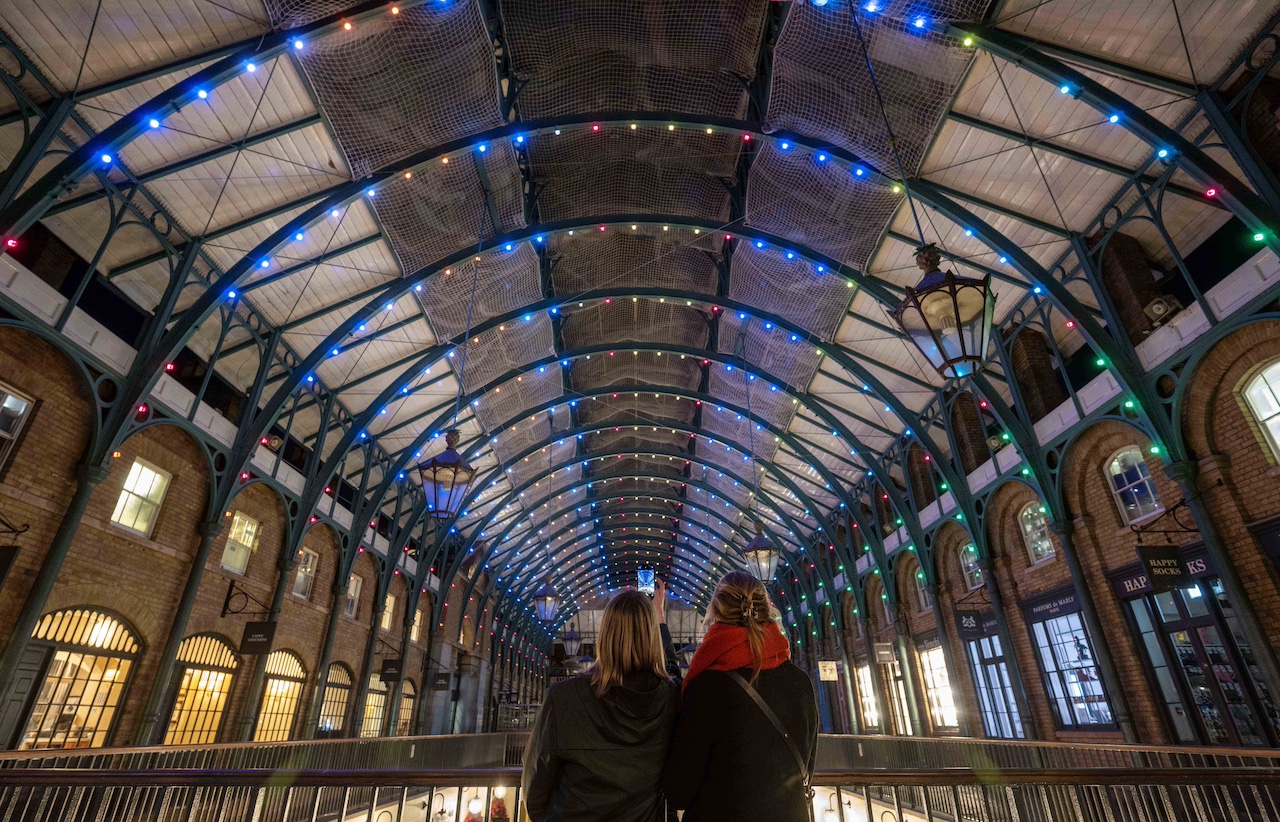 Covent Garden featuring over 1,000 lights across the iconic Market Building
